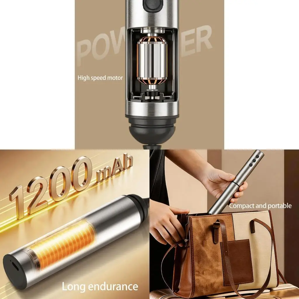 F92F 3 Speed Rechargeable Milk Frother Handheld Coffee Electric Whisk Drink Foam Mixer for Latte Cappuccino Hot Chocolate