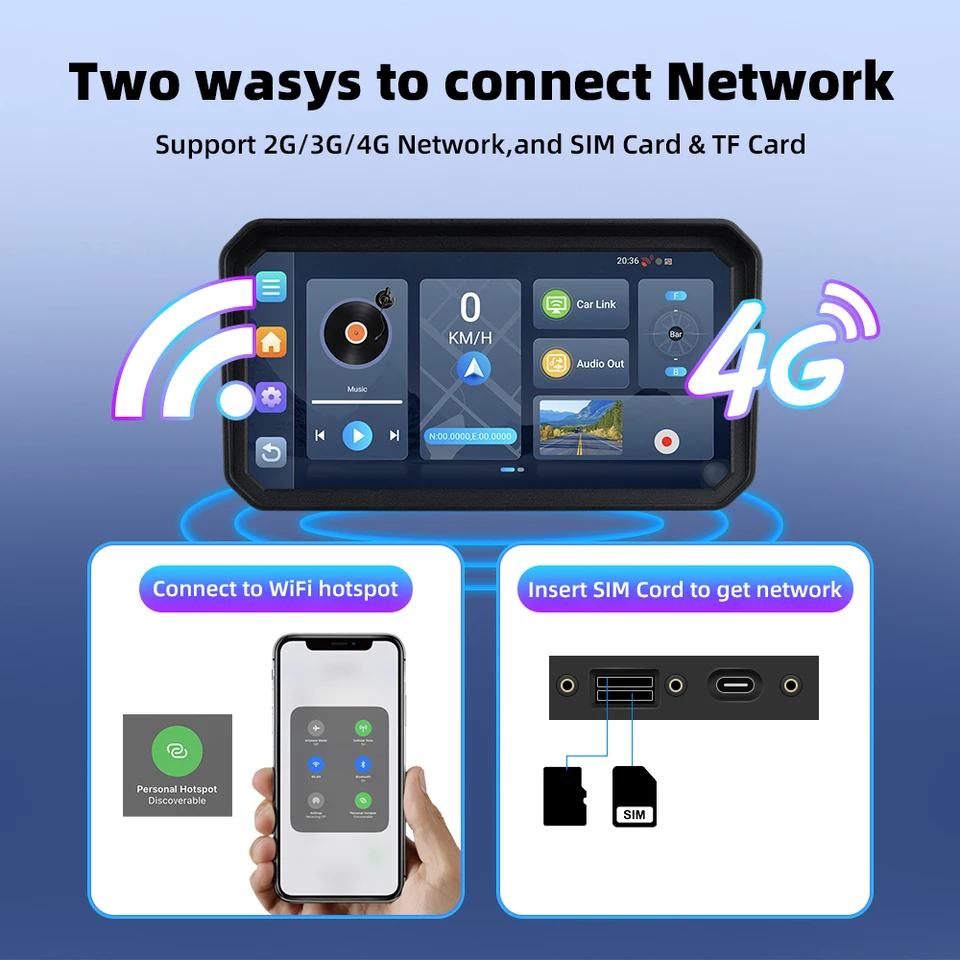 EKIY M23 Android 14 Wireless CarPlay Android Auto Motorbike