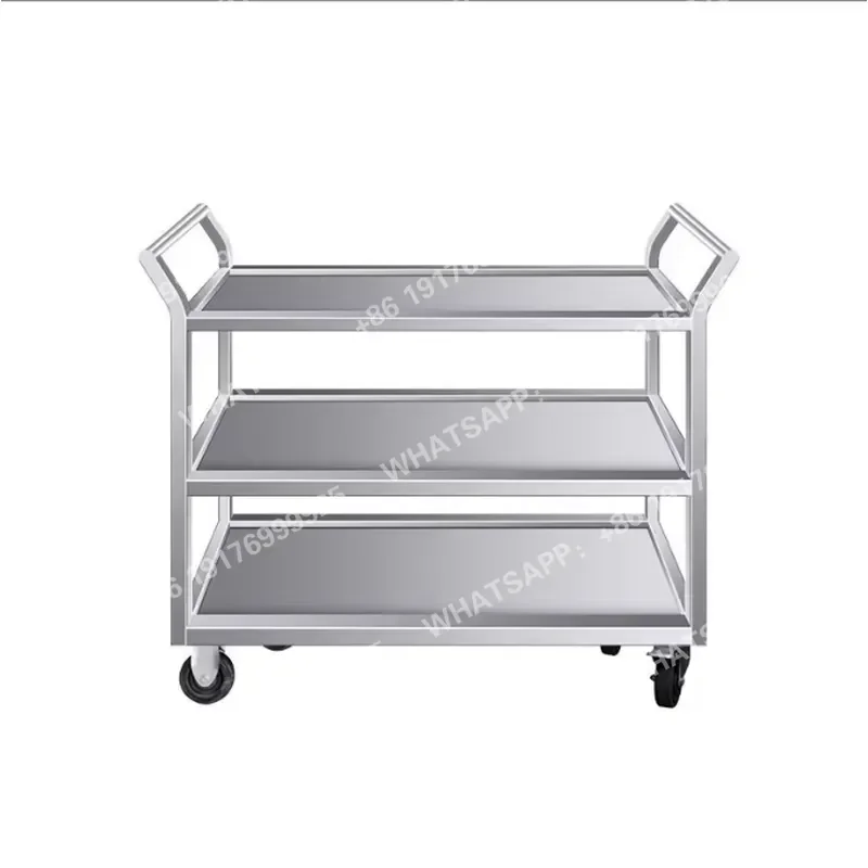 Lockable 4-Wheel Heavy-Duty Stainless Steel Cart Polished Finish for Commercial Kitchens Hospitals Industrial Use