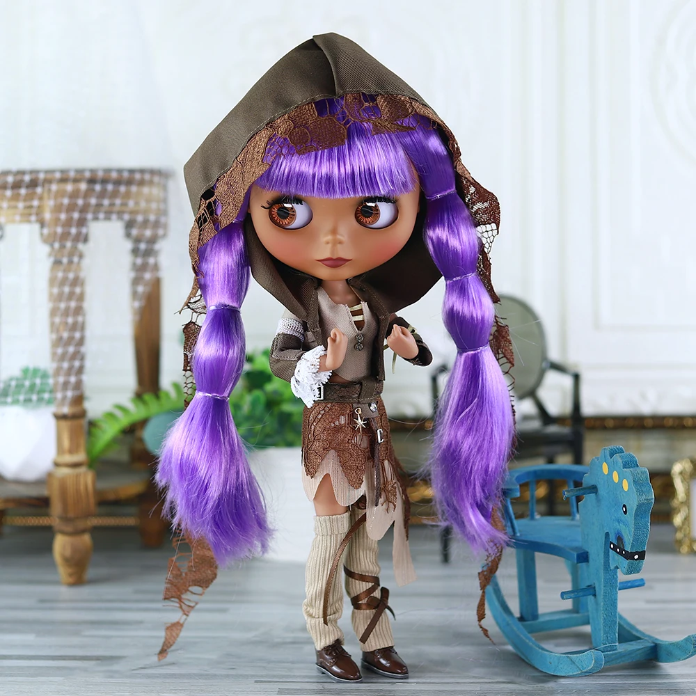 

ICY DBS Blyth doll bjd joint body black skin purple hair set doll 1/6 30cm girl gift anime SD
