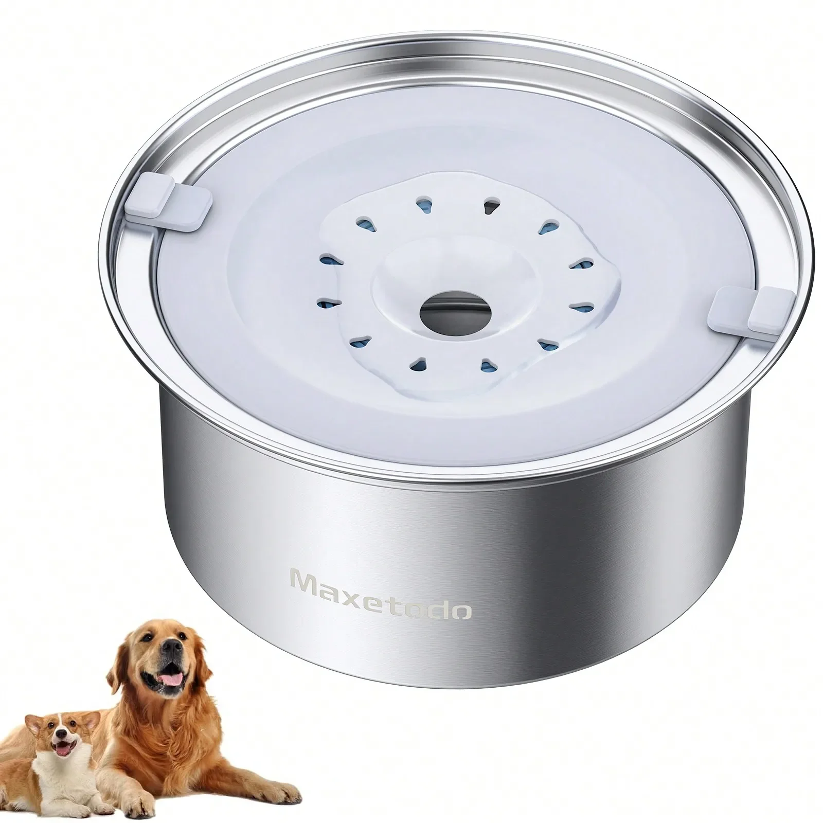 4L Non Spill Dog Water Bowl Large Capacity 304 Stainless Steel Splash Proof Floating Bowl for Dogs Home,Car,Outdoor Drinking