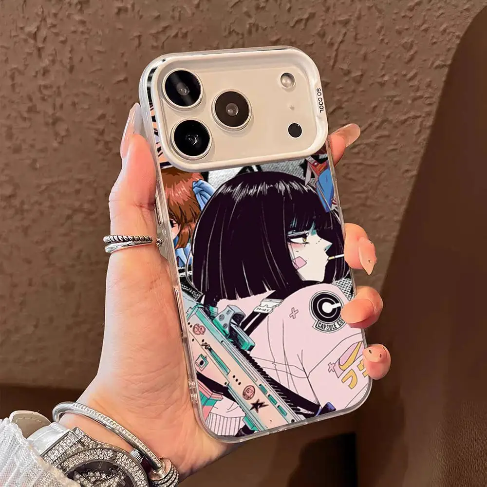 Retro Japanese Style Phone Case For IPhone 17 Air 16 E 15 14 Plus 13 12 11 Pro Max Colored Silver Cover