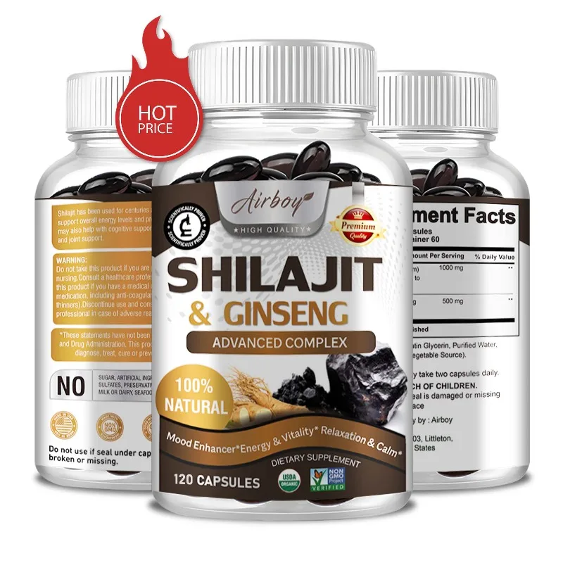 

Shilajit Capsules Energy&Vitality Boost Stress& Anxiety Support Hormonal Balance Mind&Memory Support