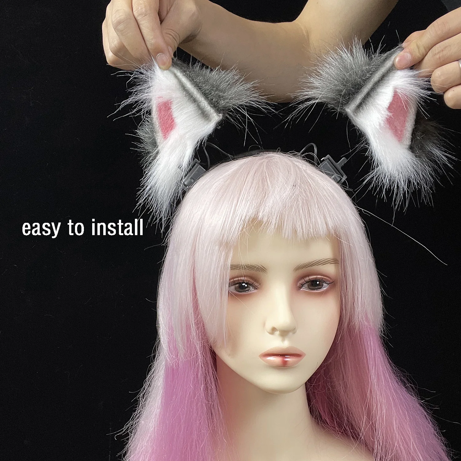 محرك أذن كهربائي فردي مصنوع يدويًا - ملحق أغطية الرأس لمحرك الأذن الحيوانية للمهرجانات والحفلات التنكرية