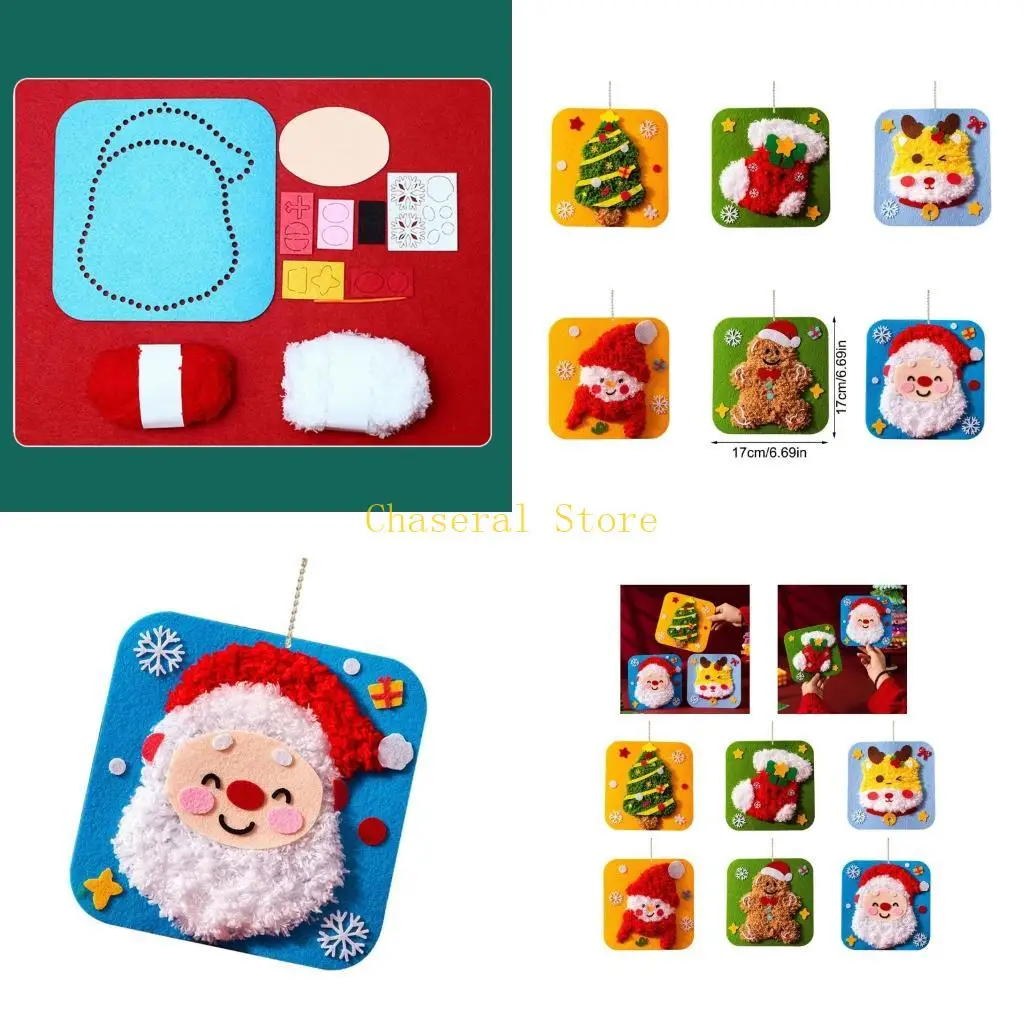 E7CE Children Christmas Craft Set Threading Sewing Art Creative Learning Activity Toy