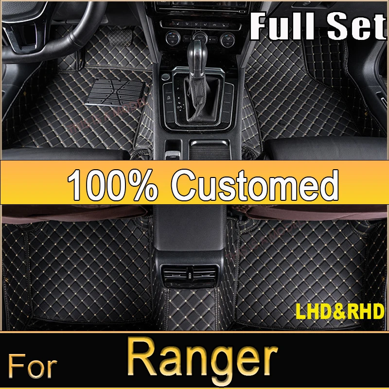 

Leather Car Floor mats for Ford Ranger 2020 2019 2018 2017 2016 2015 2014 2013 2012 Carpets Rugs Pads Interior Parts Accessories