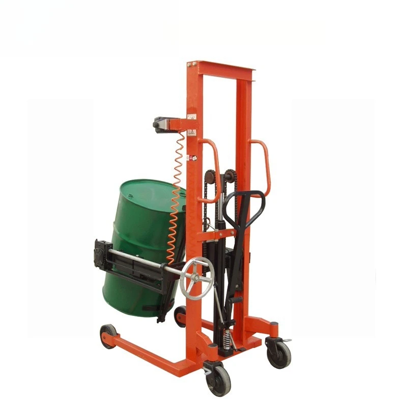 Manual bucket scale dumping and handling hoop-type bucket-holding flip truck, pouring and filling barrel weighing oil drum truck