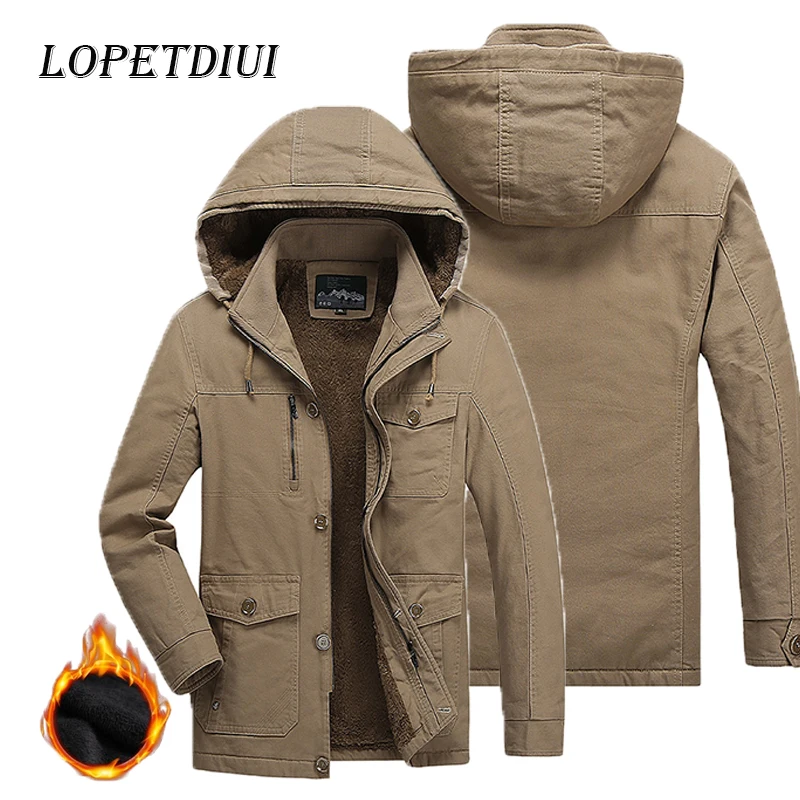 2023 New Men Autumn Winter Outdoors Fashion Casual Plush Thick Insulation Breathable Coats Men Detachable Hooded Coats