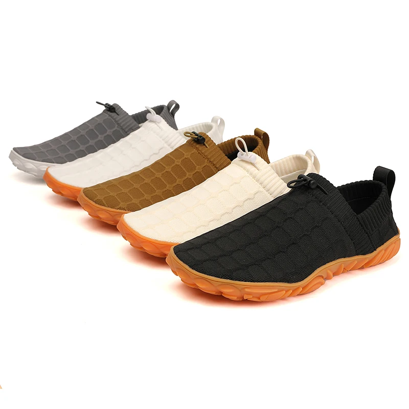 New Wide Toe Shoes for Men Women Knitted Fabric Breathable Casual Walking Shoes Minimalist Sneakers for Hiking Cycling Sports