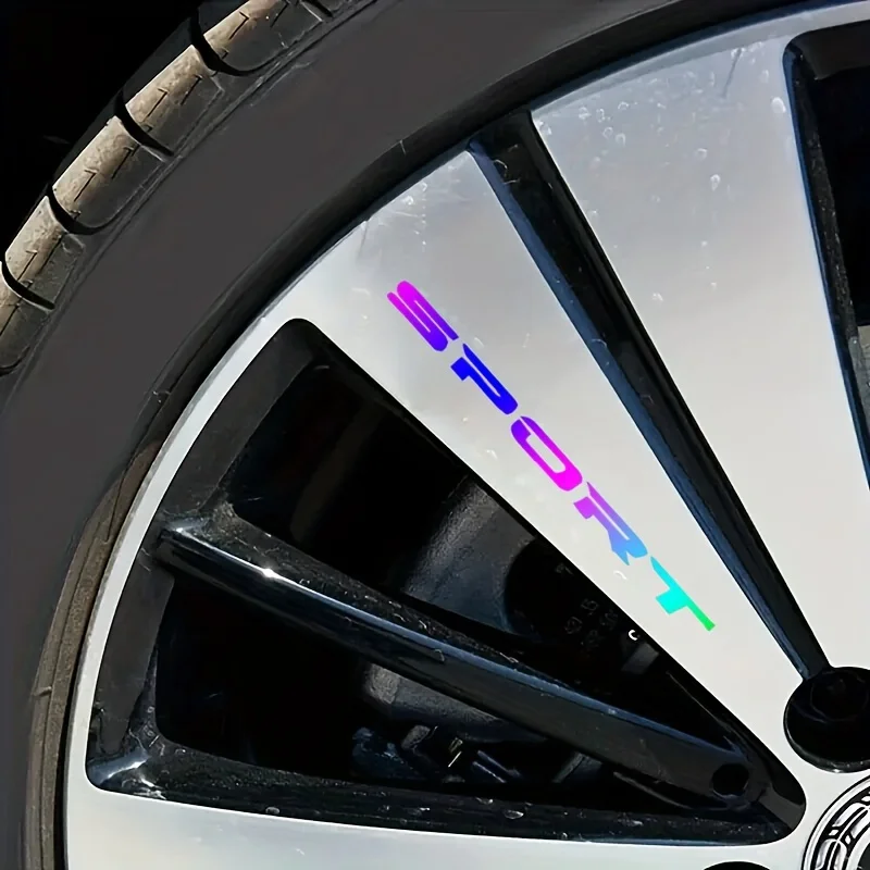4 قطعة/المجموعة ملصقات السيارات الرياضية المتدرجة قزحي الألوان تصميم لاصق الشارات لديكور عجلة السيارة المحمول #5