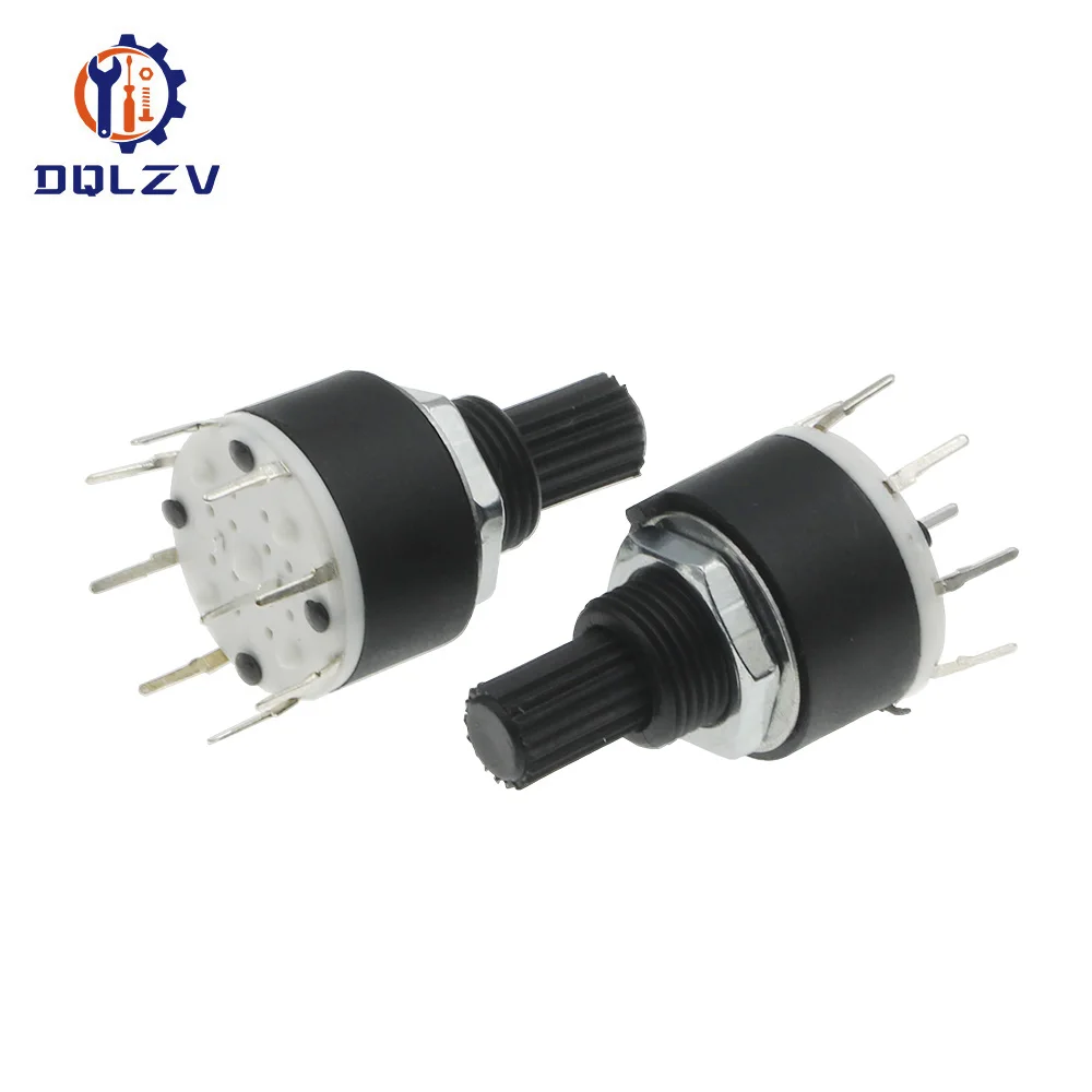 1 / 2 Pole 3 / 4 / 5 / 6 / 8 Position SR16 16mm Rotary Band Switch 15mm Shaft DC60V 0.3A 15mm Shaft Flower Axis Round Switch