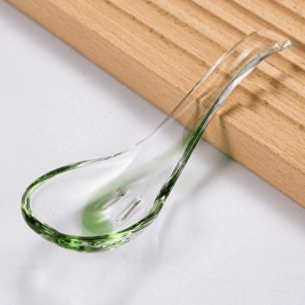 Colorful Crystal Glass Spoon Elegant Smooth Condiment Spoons Household Multifunctional Dessert Teaspoons Restaurant
