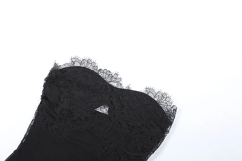 Women Sexy 2 Piece Set Lace Patchwork See Through Mesh Strapless Backless Tank Tops + Furry Bodycon Mini Skirts Clubwear Suits