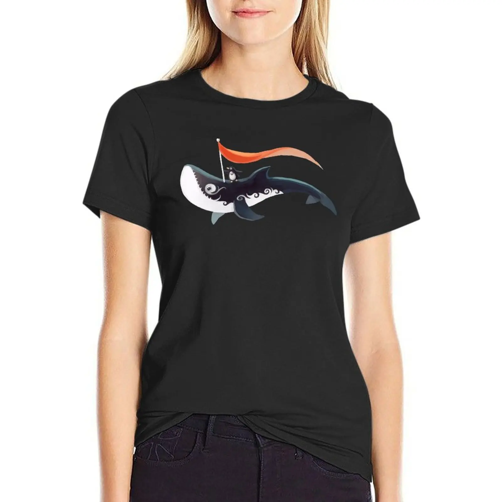 Camiseta del abuelo Orca para mujer, ropa kawaii, tops bonitos, camisetas, vestido de talla grande, sexy