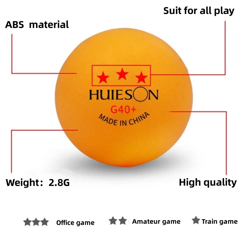 Huieson G40+ Professional Ping-pong Balls 3 Star Polymer Material Table Tennis Balls TTF Standard Table Tennis For Competition