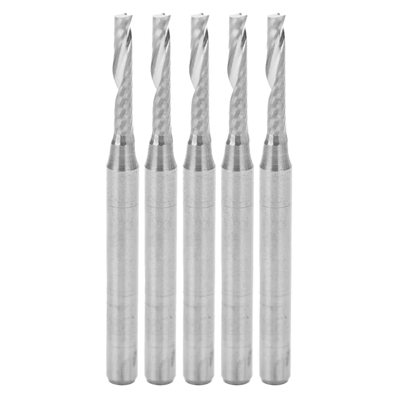 

5pcs CNC End Mills Spiral Tungsten Steel Single Flute Milling Cutter 3.175x2x12x38mm