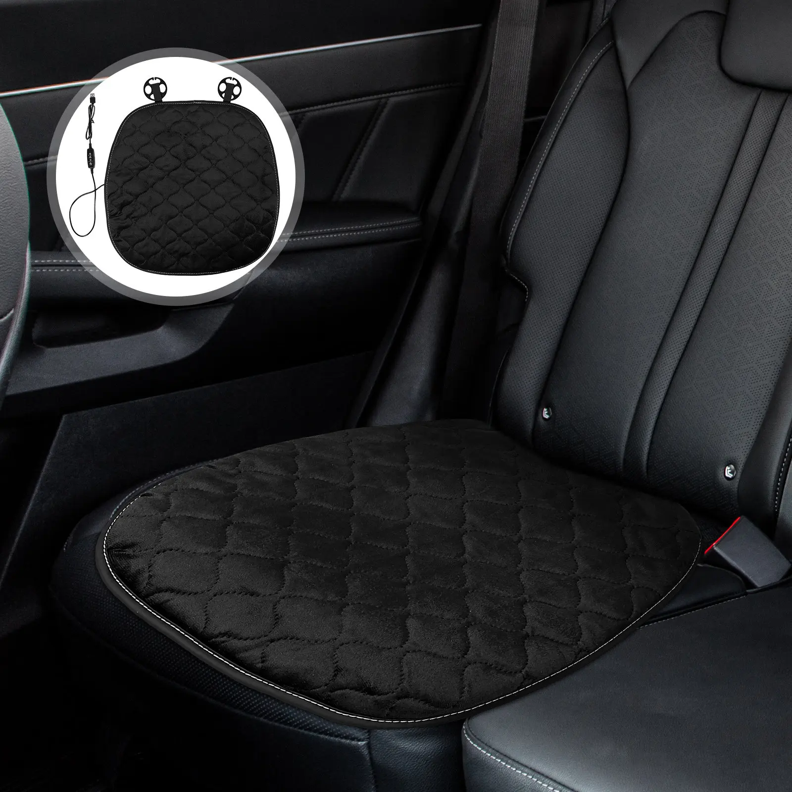 USB Heated Car Seat Cushion Adjustable Temperature Winter Truck Seat Warmer Portable Heating Pad for Long-Distance Travel