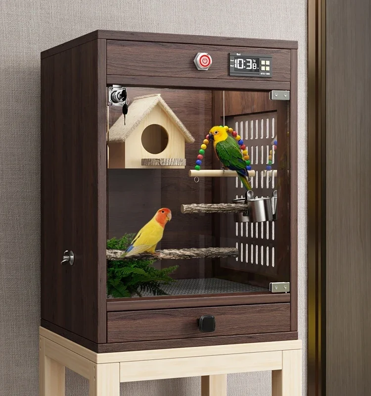 

Parrot Cage Incubator Bird Cage Nest Large With Drawers Solid Wood Budgie Pet Villa