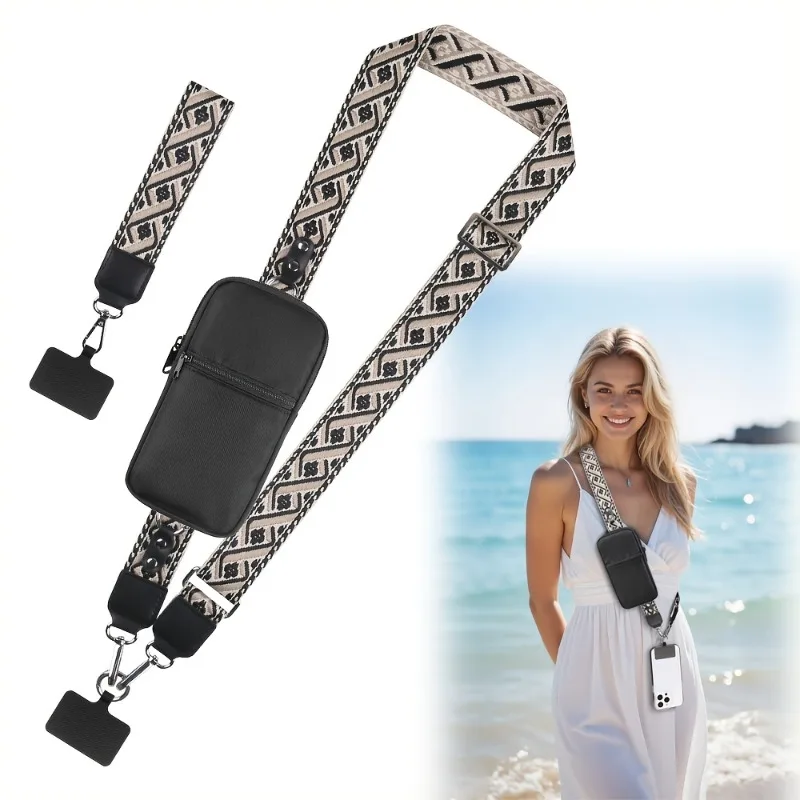 

New Striped Pattern Mobile Phone Lanyard Crossbody Bag Id Card Mobile Phone Storage Bag Id Card Holder Detachable Storage Bag