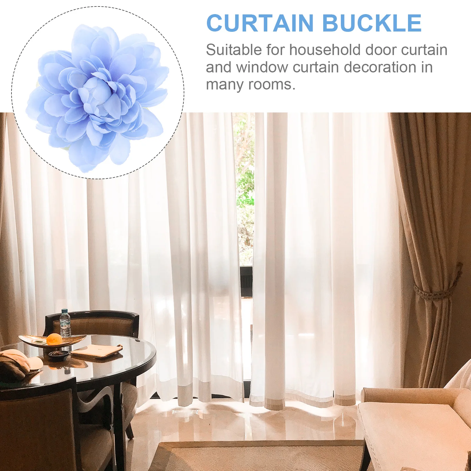 

2pcs Curtain Tieback Clips Flower Decorative Buckle Ties Holdbacks for Drapes Home Decoration Easy Clip On Metal