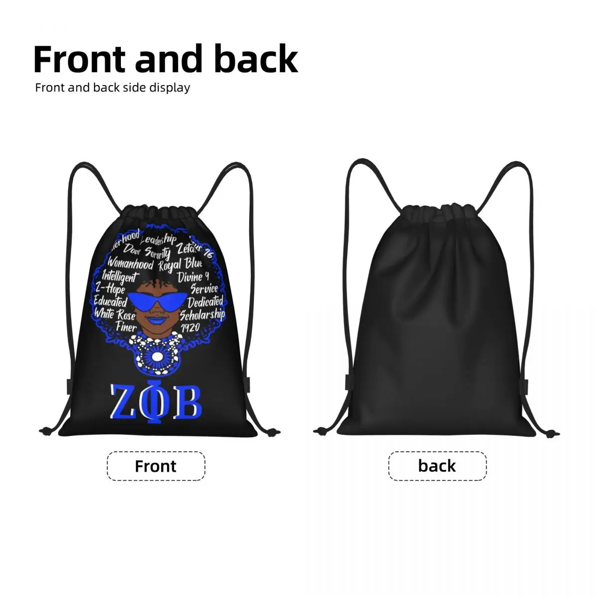 Zeta Woman Drawstring Bags Men Women Foldable Sports Gym Sackpack Phi Beta Sorority ZOB Shopping Backpacks