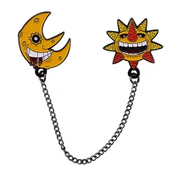 Anime Soul Eater The Sun N Moon Brooch Pins Chain Badge Backpack Decoration Nights of Halloween Jewelry Accessories