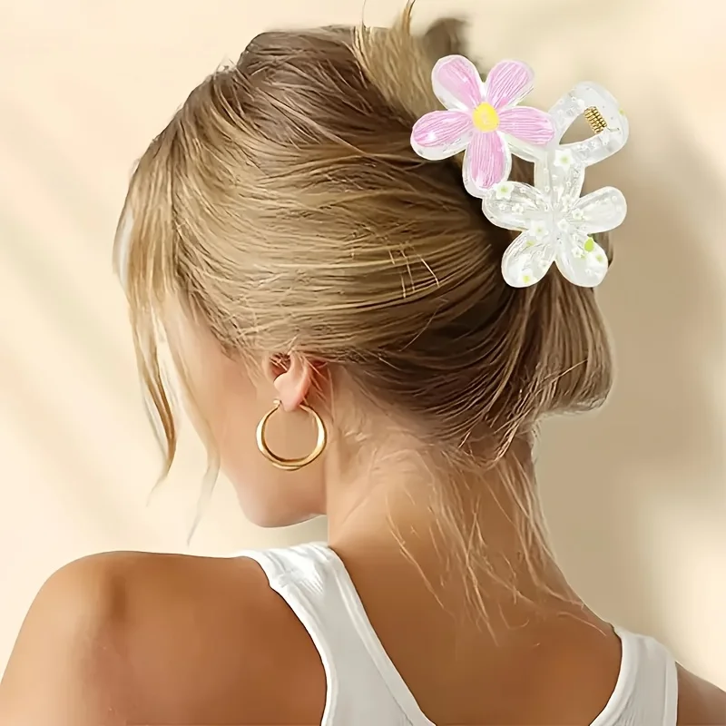 Fresh Print Five-petal Flower Clip Women's Creative Hair Ponytail Hair Clip Shark Clip