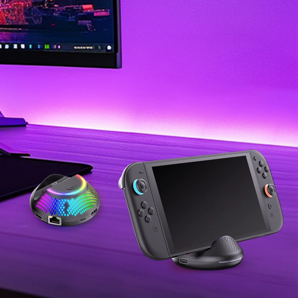 

Док-станция для телевизора для Nintendo Switch 2, портативная док-станция для телевизора, зарядная станция, база, 4K HDMI-совместимый/порт типа C/USB