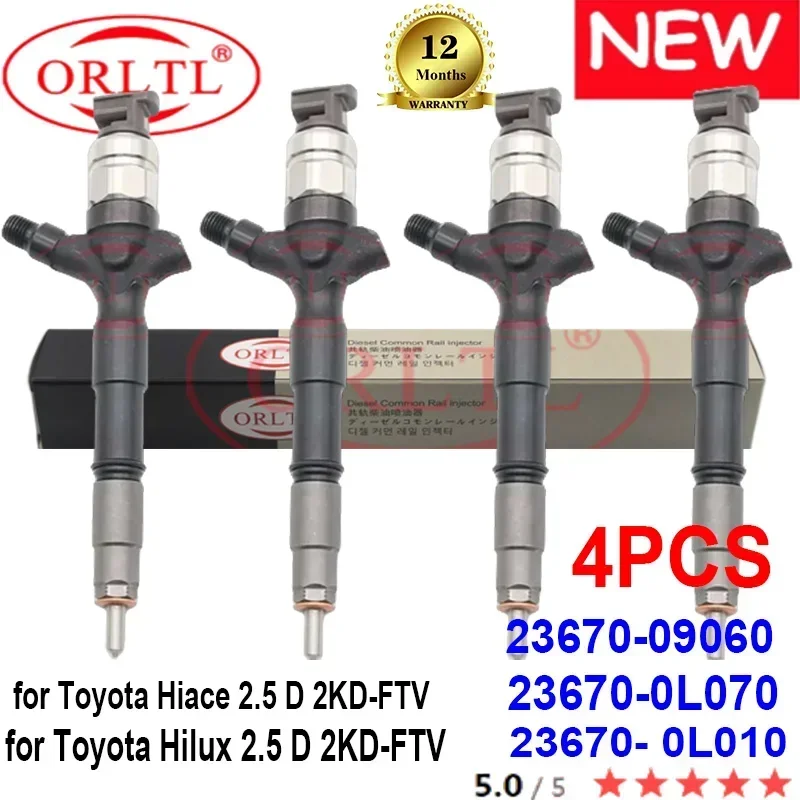 

4 шт. НОВЫЕ форсунки Common Rail 23670-09060 23670-0L070 23670-0L010 095000-6190 для Toyota Hiace Denso Hilux 2KD-FTV D4D