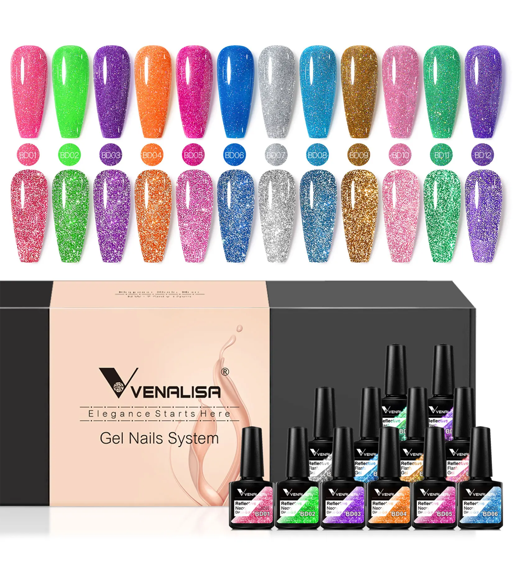 Kit de 12 piezas de esmalte de Gel Venalisa uña, laca de salón de Gel para uñas, Color marrón tierra, serie Gorgeous, Hema Free, perfectamente pigmentado