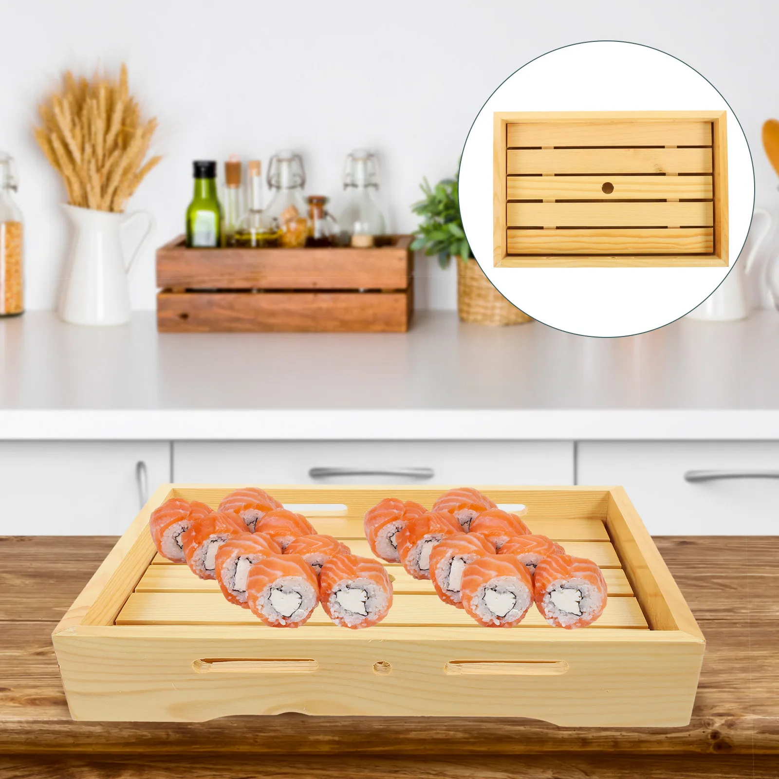 

Wooden Sushi Tray Premium Natural Wood Japanese Style Sushi Storage Plate Food Serving Tray for Restaurants Wooden Food Plate