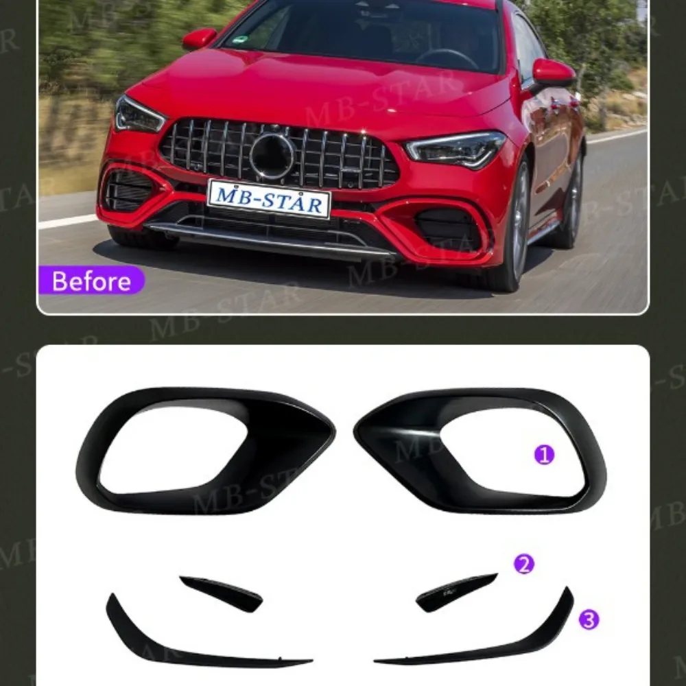 

Applicable To Mercedes-Benz CLA Class W118 2019-2024 45 Upgrade 45S Front Lip Fog Light Frame Air Kit