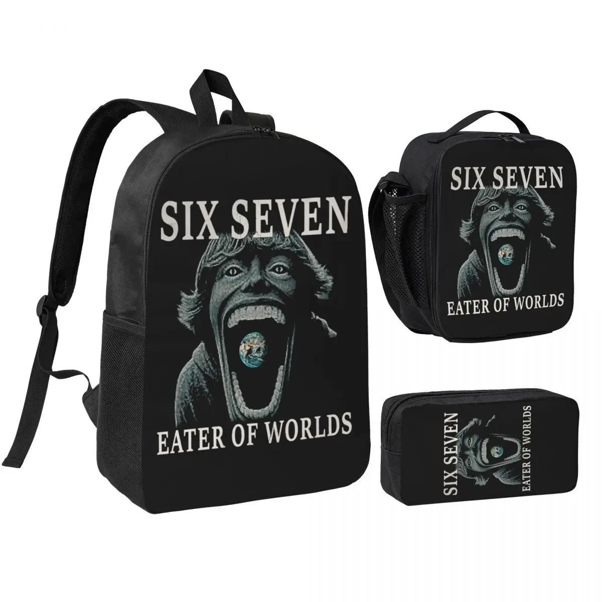 Six Seven 6 7 Meme Funny 67 3pecs/set Backpack for Student College Shoulder Bag Lunch bag Pencil Case
