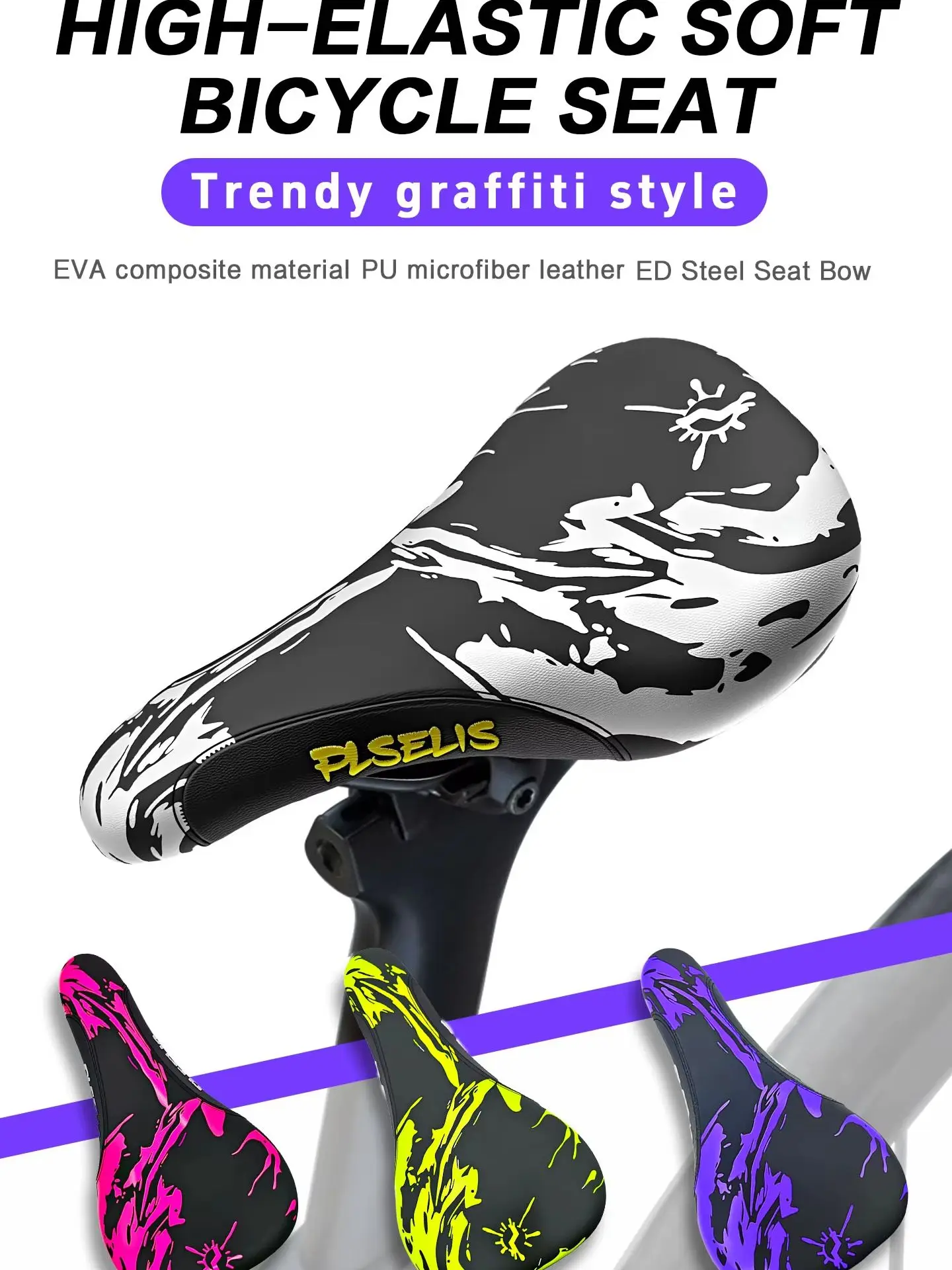 AliExpress plselis PLSELIS High-Quality Mountain Bike Saddle: PU Leather Top, Nylon Base, Soft Sponge Pad. 290g, Provide Great Shock Absorption