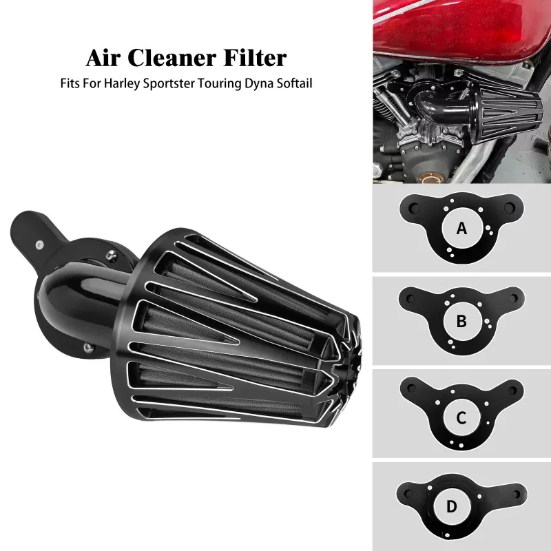 Motorcycle Black Air Cleaner Intake Filter for Harley Touring Softail Sportster Breakout Road King Street Glide Fat Boy