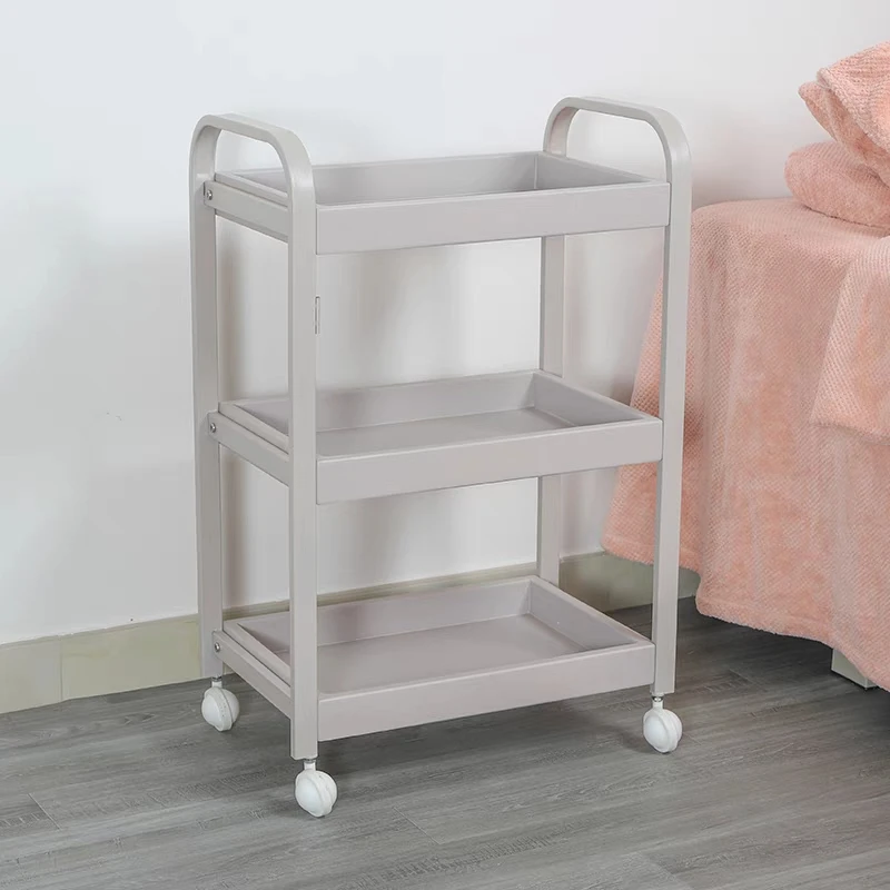 Hair salon three-layer storage rack beauty living room metal trolley