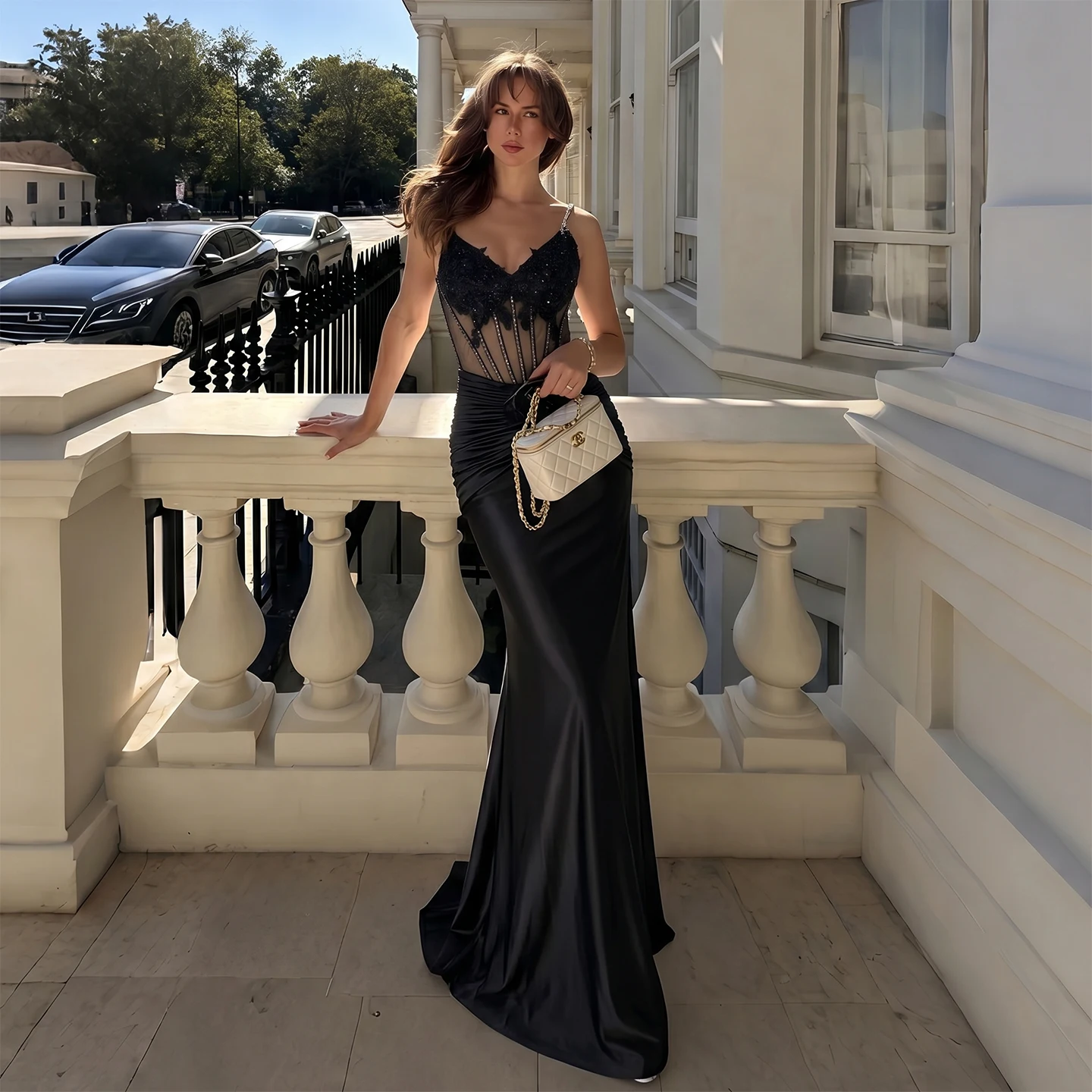 Sharon Said Elegante Hochzeits- und Ballkleider Meerjungfrau-Stil Plissiertes Luxus-Abendkleid für Damen 2026 Applikationen Satin SH094 Maßanfertigung