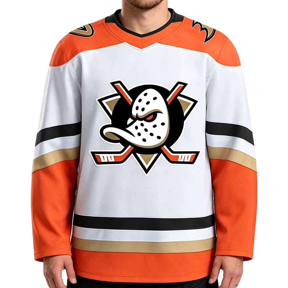 Anaheim Hockey Jersey Ducks Design Graphic Print Merch Unisex Streetwear Loose Long Sleeve Fashion Male T-shirt Casual Men Shirt