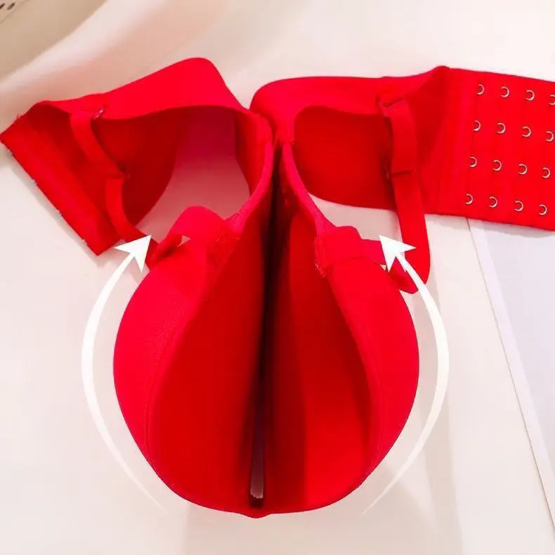 Extreme Push Up Bra Wireless Seamless T Shirt Bra for AA A Cup 10 cm Ultra Thick Padded Anti Sagging Side Smoothing Gathers Lift