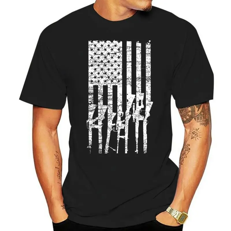 2022 Hot sale 100% cotton Fashion USA Gun Rifles Flag Army Military T Shirt Gun T Shirt Tee Shirt