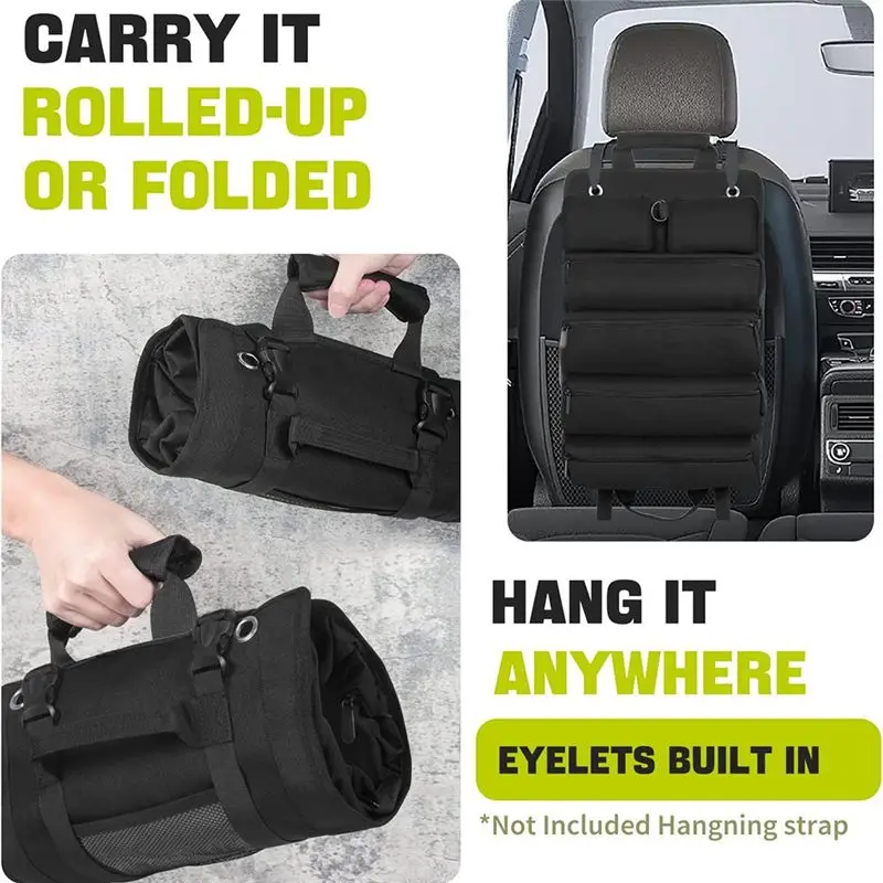 【Clearance Sale】Tool Roll Up Bag, Roll Tool Organizer with 3 Detachable Pouches, Tool Roll Pouch for /Electrician/Motorcycle