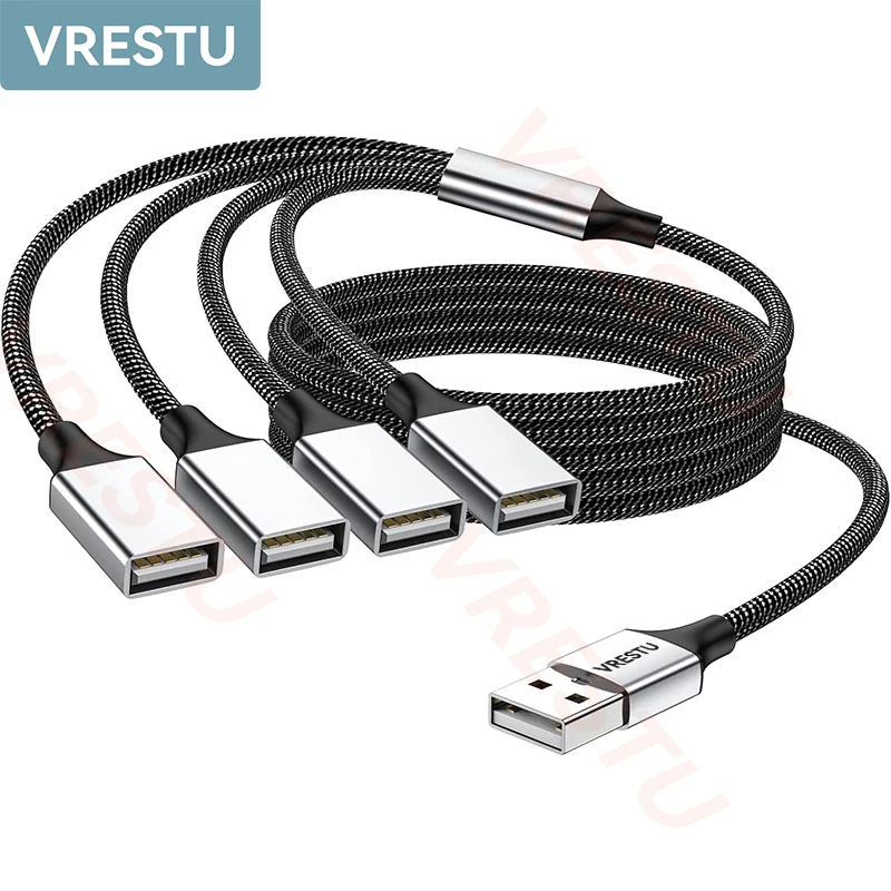 Câble d'extension séparateur de HUB USB 1 mâle à 4 2 3 USBA femelle, ligne d'extension USB, câble de données, adaptateur d'alimentation, convertisseur de prise USB OTG