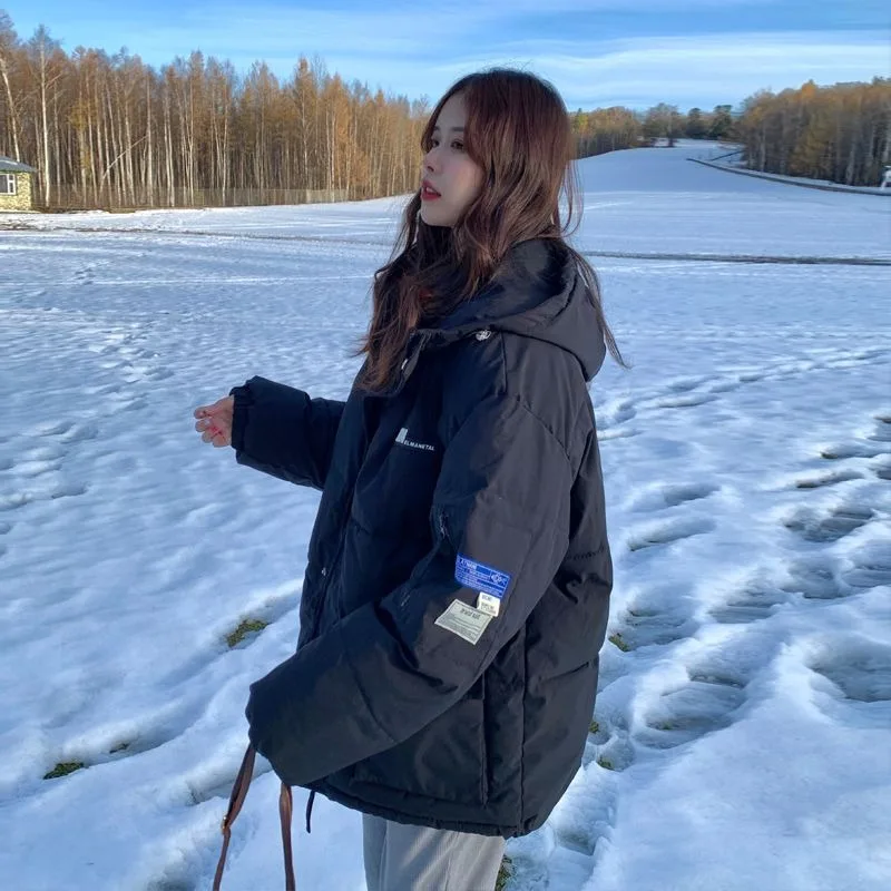 2023 New Women Down Cotton Coat Winter Bread Jacket Female Short Versatile Parkas Loose Thick Warm Outwear Hooded Overcoat