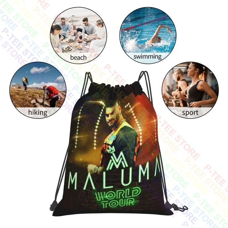 Maluma Tour-bolsas con cordón para gimnasio, bolsa de libros de entrenamiento, estilo deportivo, gran capacidad, 2019