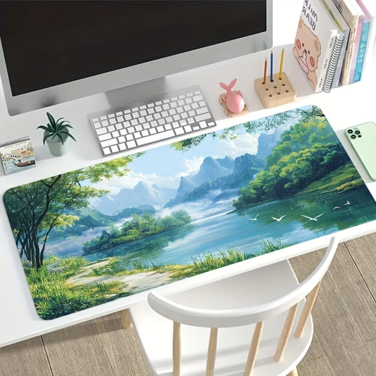 

Natural Mountain Lake Landscape Mouse Pad Rubber Non-Slip Washable Smooth Desk Mat for Office Computer Decoration