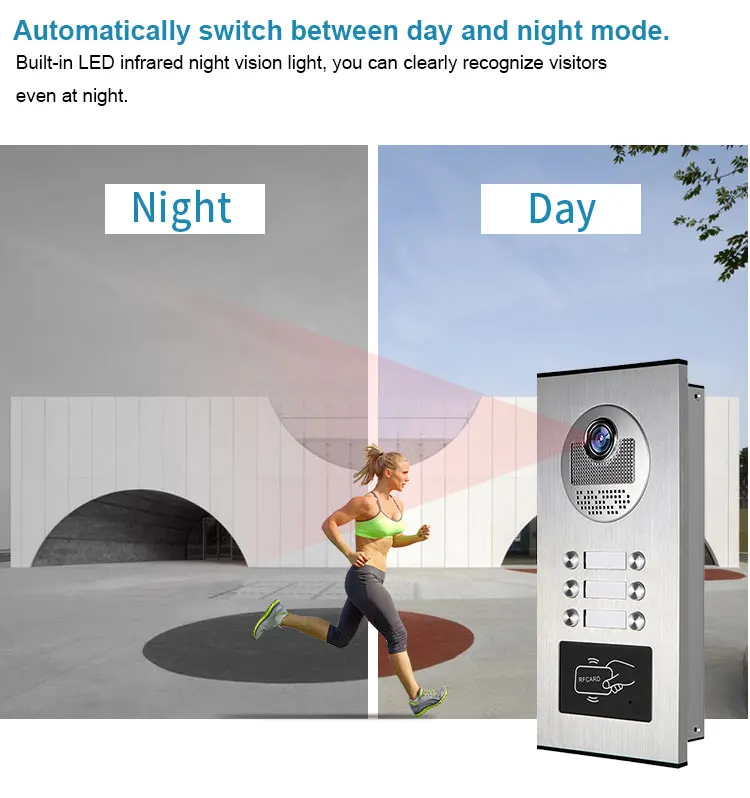 6 ボタンマルチアパート 9 インチスクリーンビデオドアホン RFID カードロック解除アクセス制御機能ビデオドアベル