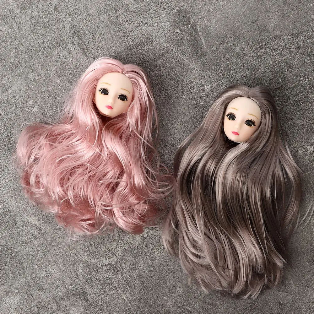 1/6 BJD Doll Head With Gold Brown Black Long Hair For 30cm Doll Joint 3D Eyes Europe Red DIY Headwear for Ancient Doll Accessory