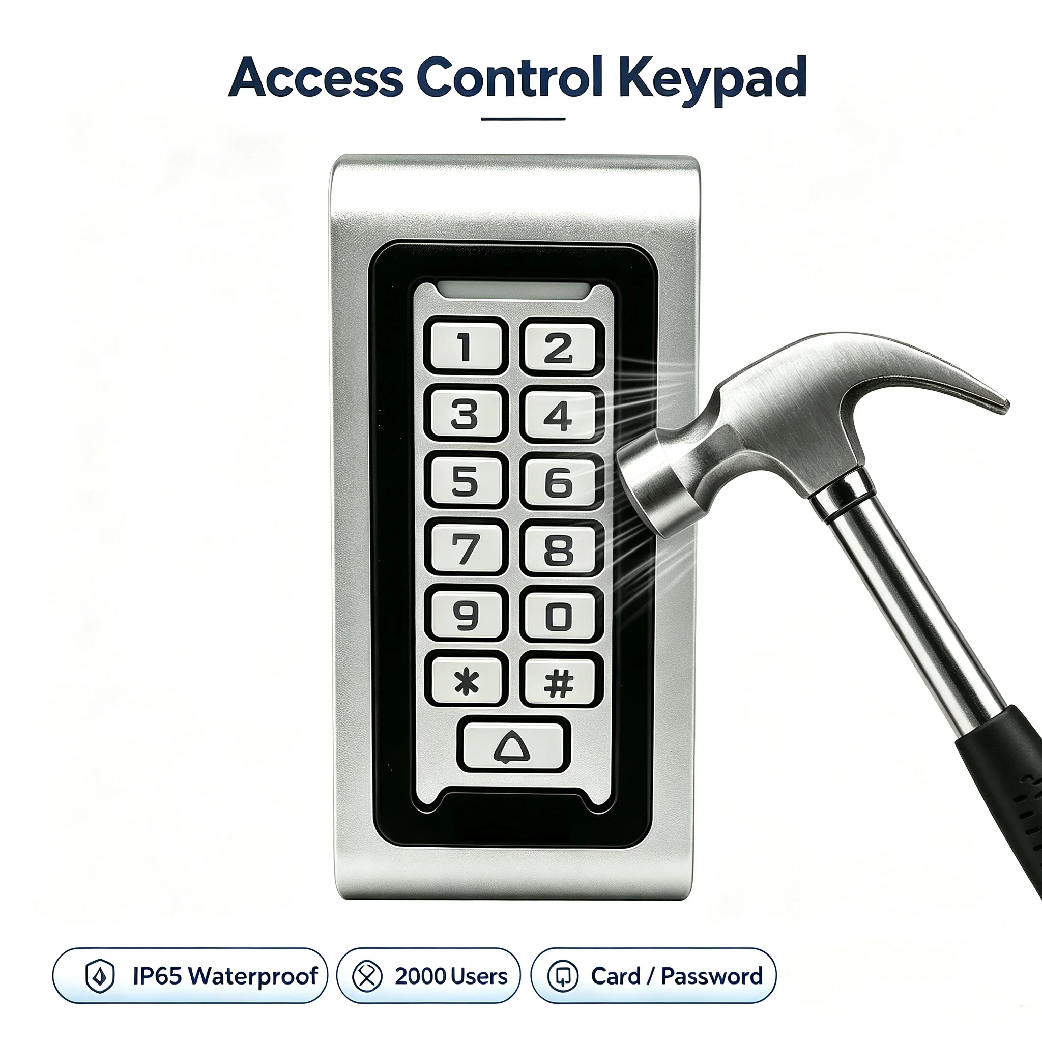 Zinc Alloy Access Controller Standalone Waterproof with 2000 Users LED Backlight RFID Card for Office & Factory