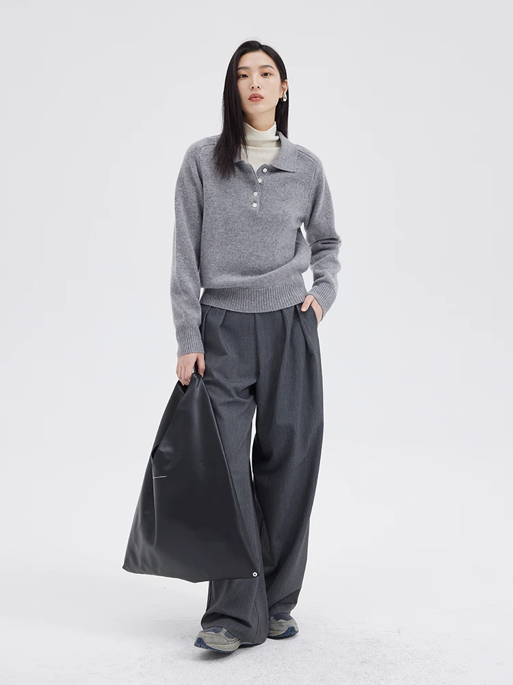 

Женский вязаный свитер из 100% шерсти Blank Label Selective High Grade, свободный крой, с воротником, длинными рукавами, стандартный размер