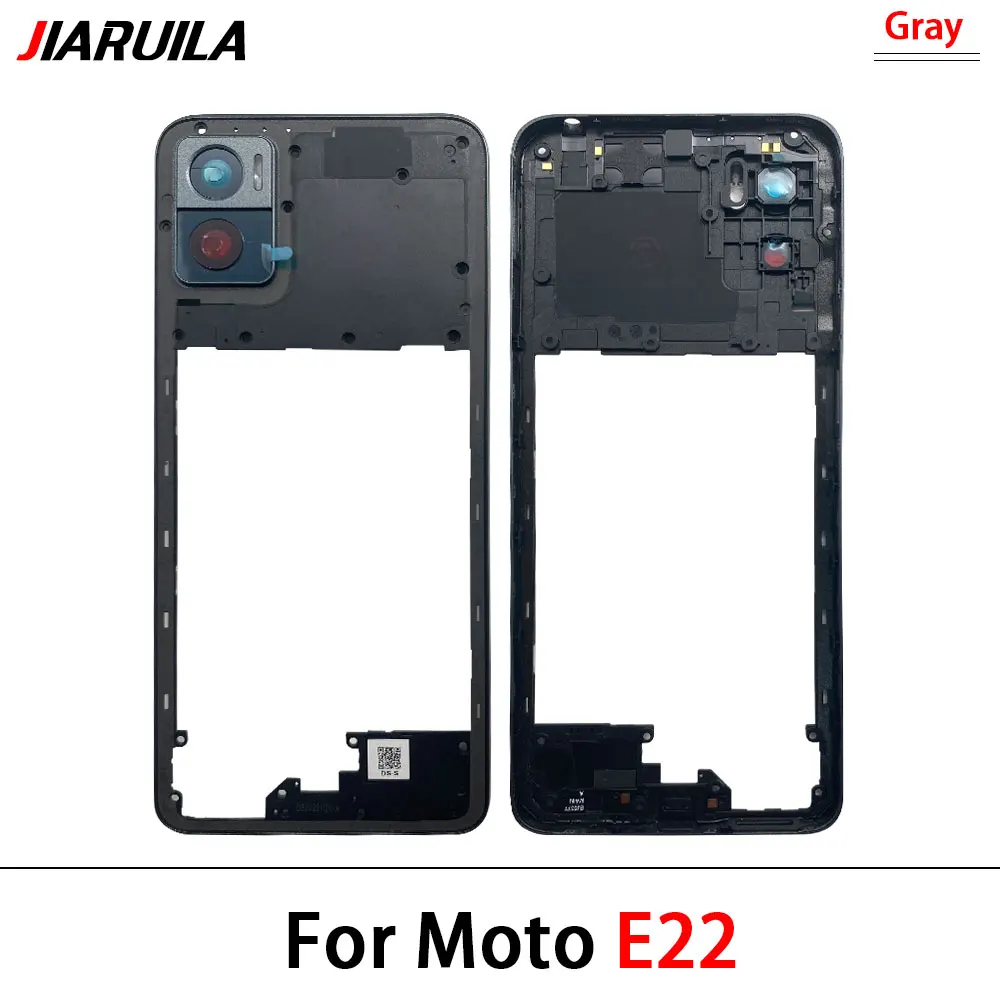 For Moto E22 E32 Edge 20 Lite E22I E13 Middle Frame Housing Frame Panel Rear Housing Case Panel With Antennas+Side Keys